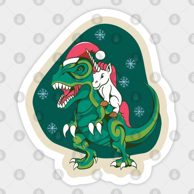 Unicorn Riding Dinosaur Sticker by Safdesignx